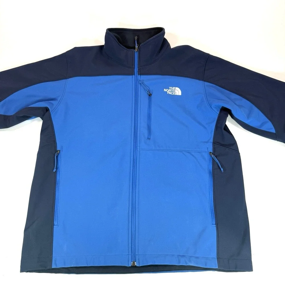 The North Face Windwall‎ Softshell Jacket Mens L Blue Fleece Full Zip